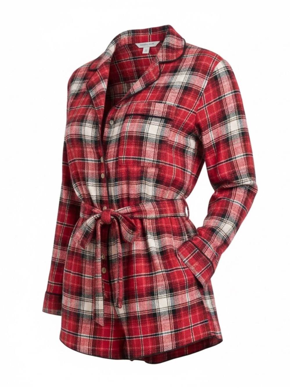 Victoria’s Secret Holiday Plaid Flannel Pajama Romper Red Pink Gold Size XL - Picture 2 of 11